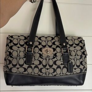 Coach Black and Gray Monogram Shoulder Bag